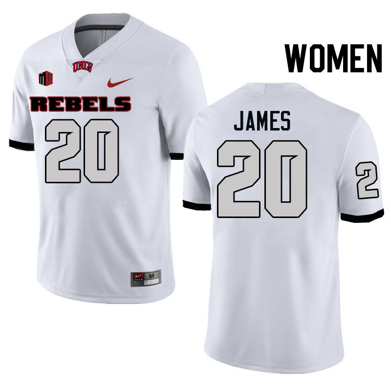Women #20 Kylin James UNLV Rebels College Football Jerseys Stitched-White